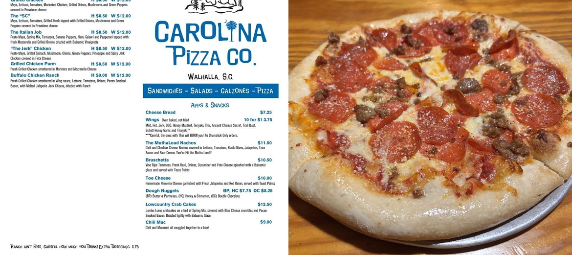 Carolina Pizza Company Menu